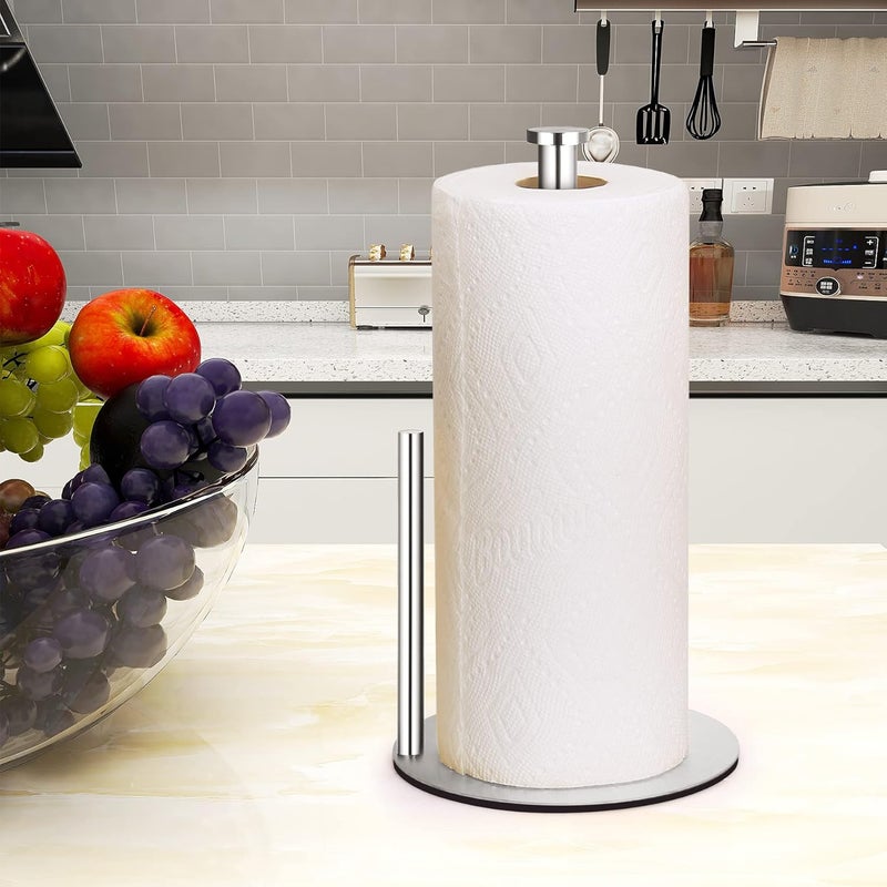 OBODING Paper Towel Holder Countertop, , Stainless Steel Kitchen Paper Towel Holder Stand for Kitchen Organization, Stainless Steel Paper Towel Holders for Standard and Large Rolls (Silver) - Image 2
